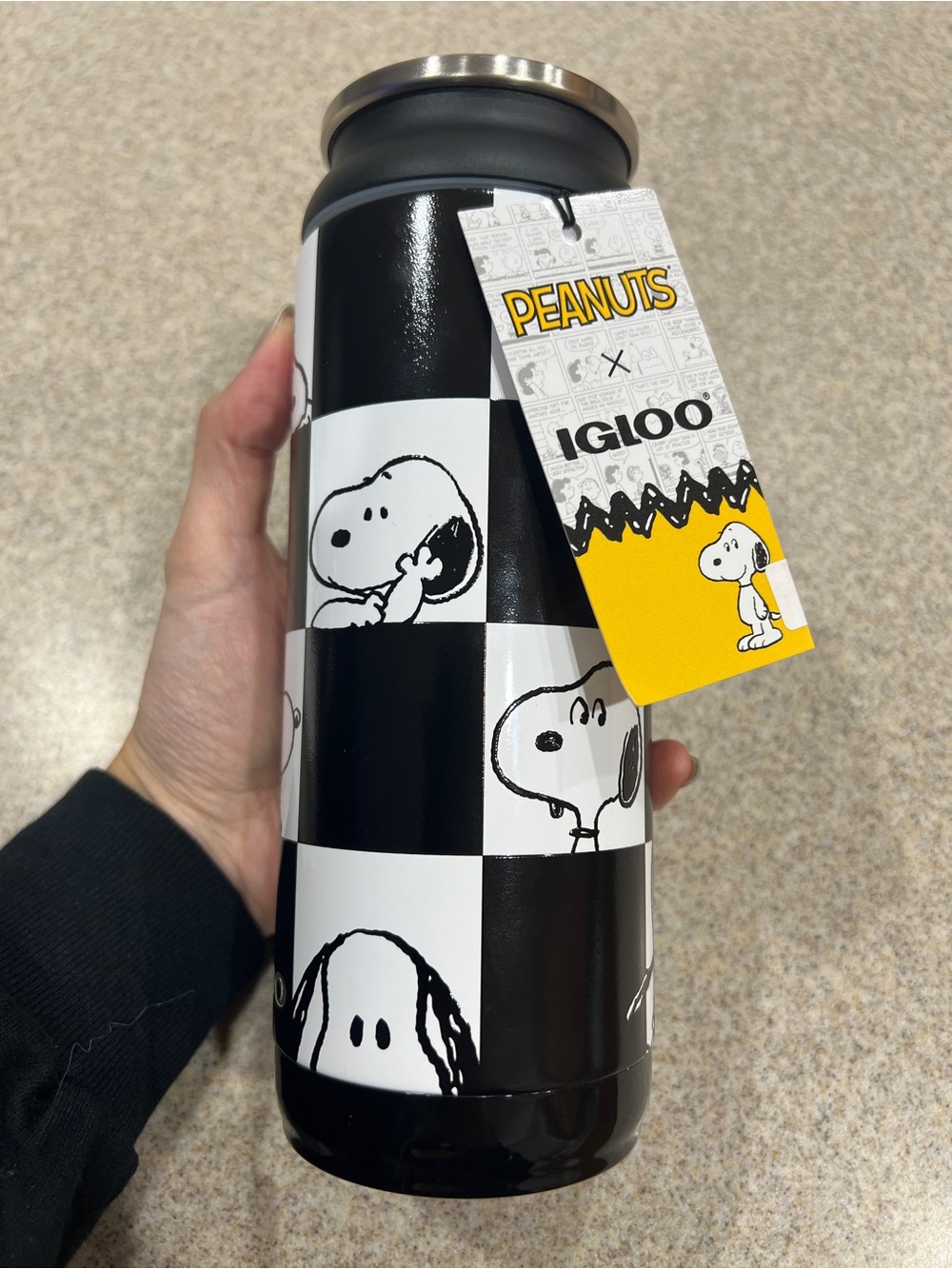 Igloo Black & White Peanuts Snoopy Stainless Travel Bottle